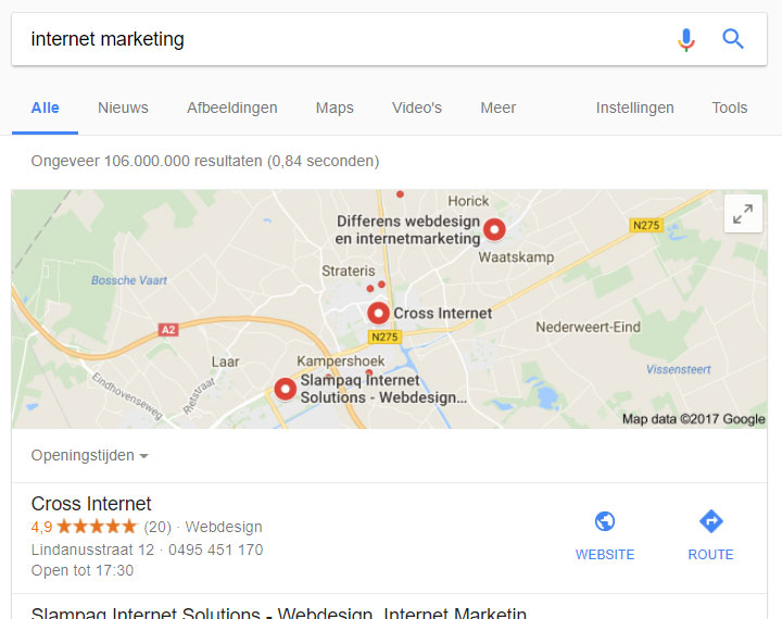 bedrijf promoten in lokale google zoekresultaten